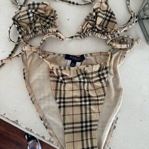 Burberry Beige and Black String Bikini